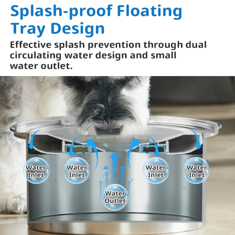 4L Large-Capacity Pet Suspended Water Bowl Stainless Steel Dog Food Bowl Spill-Proof Drip-Free Cat Water Dispenser