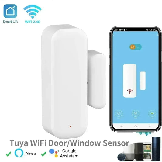NEW TUYA App Alexa Wi-Fi Door Sensor Window Sensor Smart Home Wireless Door Detector Smart Life APP Remote Control for Alexa Google Home Office Security Supplies