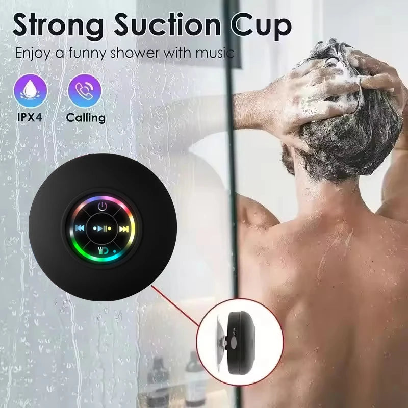 NEW Arrivals Portable Wireless Bluetooth Speaker LED Light IPX4 Waterproof Loudspeaker Outdoor Indoor Bathroom Large Suction Cup Stereo Sound Box