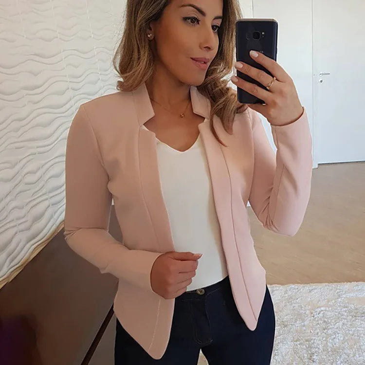 S-3XL UK Plus Size Multi-Colors Women's Clothing New Autumn Winter Spring Blazer Fashion Versatile Long Sleeved Open Collar Casual Suit Jacket Top Blazers Suits