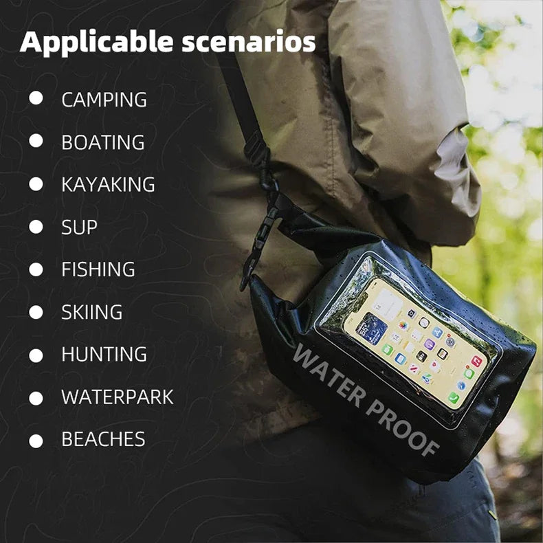 NEW Arrivals 2L 5L Dry Bag Swimming Pack Touch Screen Outdoor Waterproof Kayak Storage Bag Outdoor Beach Camping Kayak Trekking Drifting Rafting Surfing Boating Backpack Sports Accessories