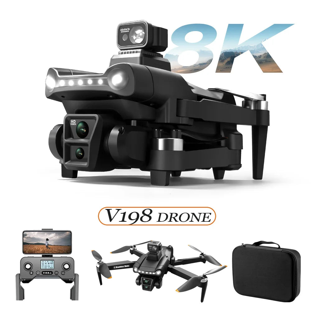 NEW Arrivals For Xiaomi V198GPS 18 Languages Drone ESC 6K Professional High Quality HD Camera Video Recording Brushless Obstacle Avoidance Aerial Optical Foldable Quadcopter Mini Drone Electronics Accessories Supplies