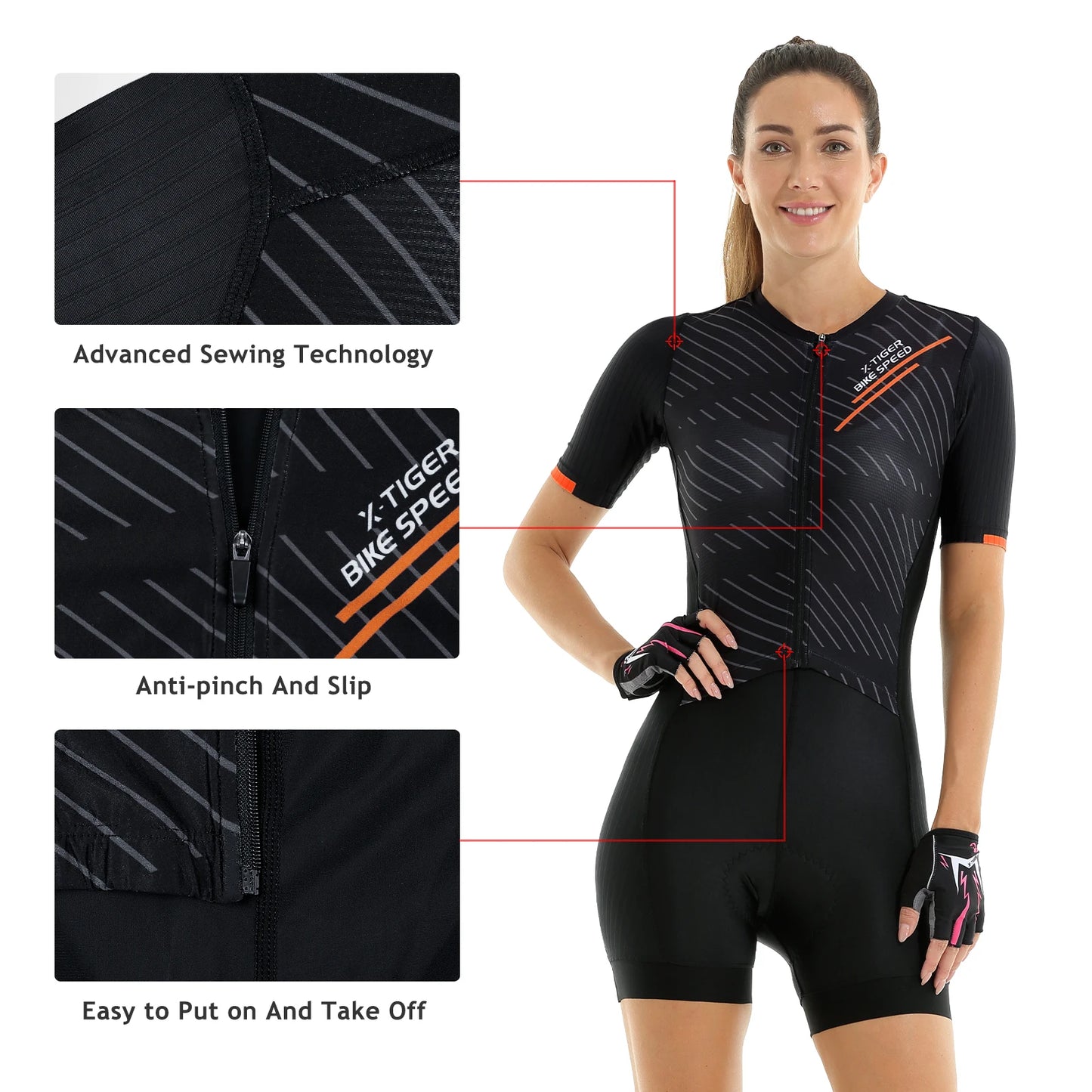 Triathlon Short Sleeve Cycling Jumpsuit Women's Bicycle Jersey Sets Maillot Ropa Ciclismo Tights Bike Clothing Skinsuit