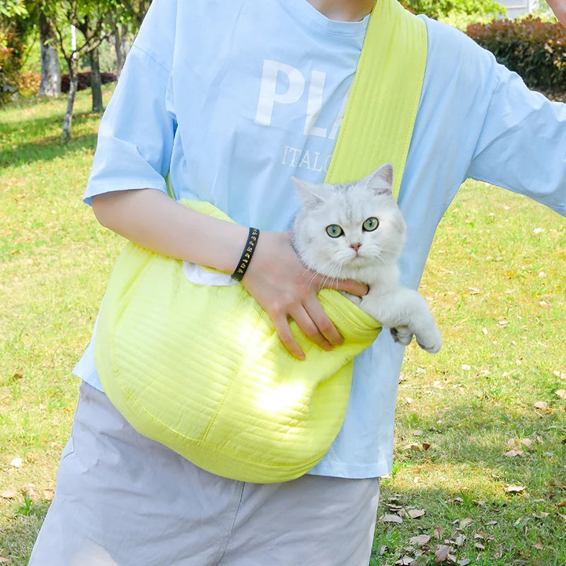 Handmade Dog Bag Pet Kitten Carrier Outdoor Travel Handbag Canvas Single Shoulder Cat Bag Sling Comfort Tote Bag Breathable