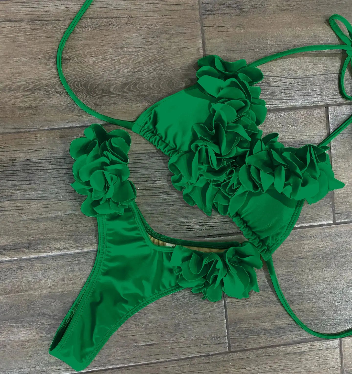NEW Summer Sexy Petal Push Up Backless Bikini Set Women Fashion Flower Ruffles Bikini Lady Solid Beachwear Bathing Suit Girls Ladies Beach Wear