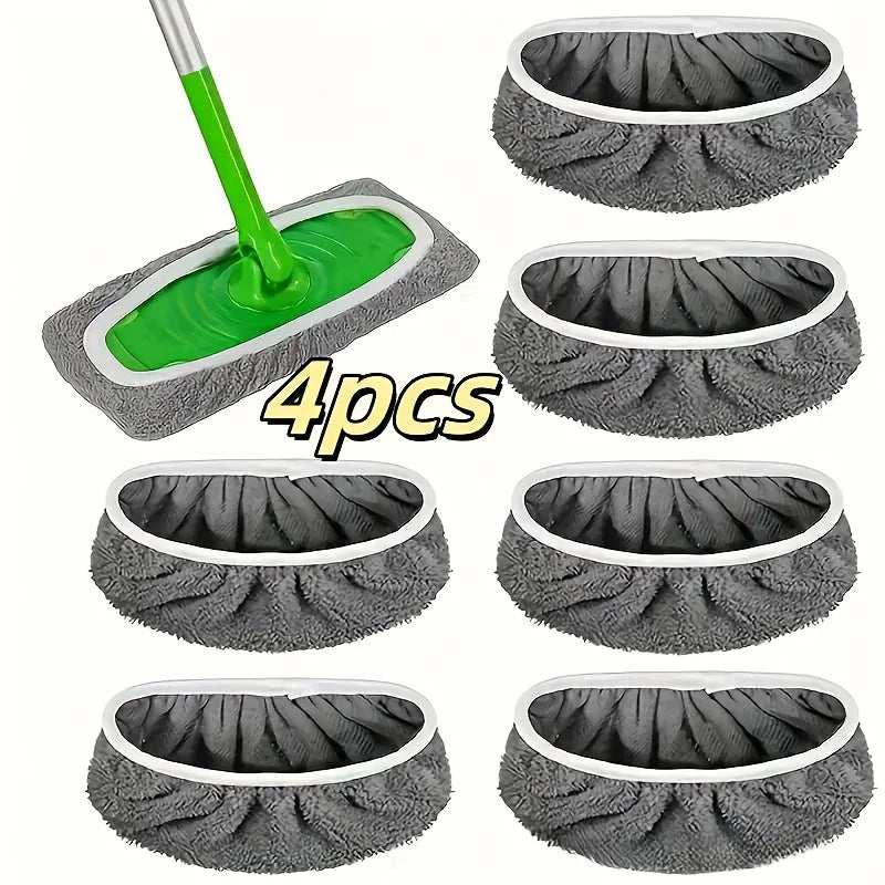 4 PCS Set Gray Color Reusable Mop Pads with High Water Absorption and Ultra-fine Fiber Cleaning Pads That Can Firmly Adhere To Most Standard Mops