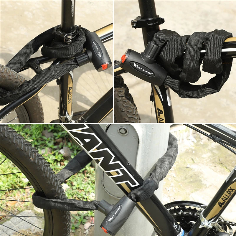 Anti-theft Bicycle Lock MTB Road Bike Safety Chain Lock With 2 Keys Outdoor Cycling Bicycle Accessories Bike Locks