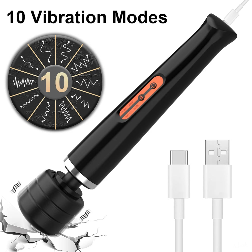 10 Speeds Powerful AV Magic Wand Vibrators for Women G Spot Nipple Massager Clitoral Stimulator Plug-in Power Sex Toy for Adults