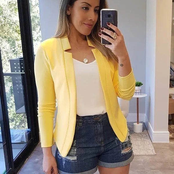 S-3XL UK Plus Size Multi-Colors Women's Clothing New Autumn Winter Spring Blazer Fashion Versatile Long Sleeved Open Collar Casual Suit Jacket Top Blazers Suits