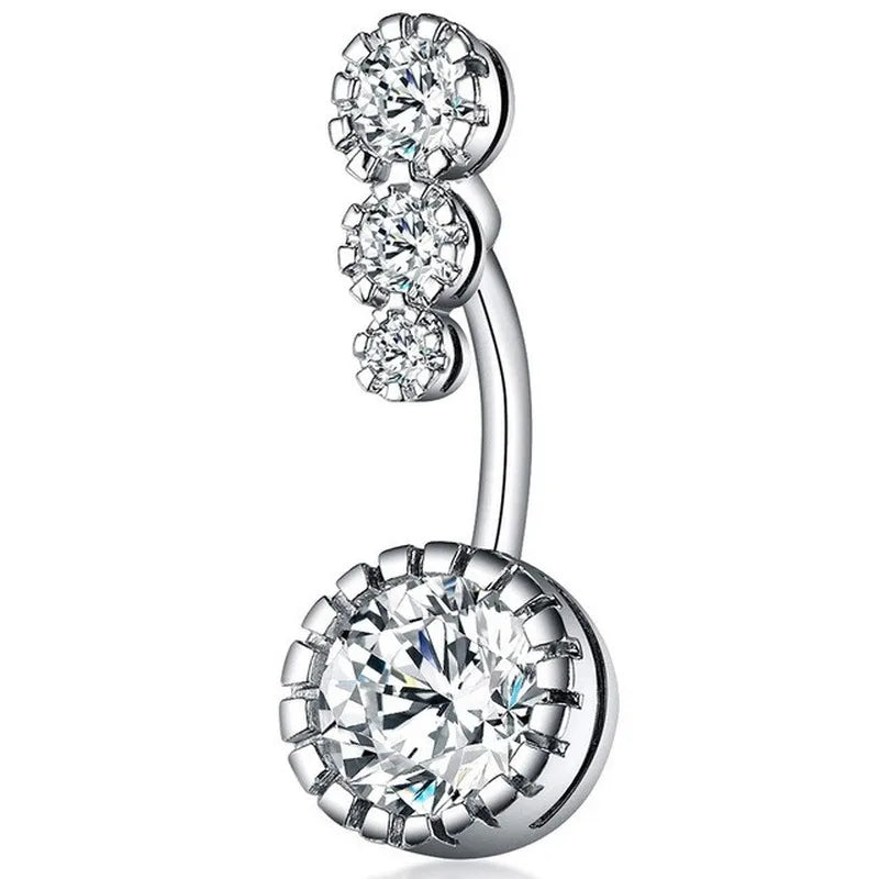 Surgical Steel Crystal Zircon Flower Heart Dollar Letter Eye Pendant Belly Button Piercing Ring Belly Button Ring Body Jewelry Fashion Supplies