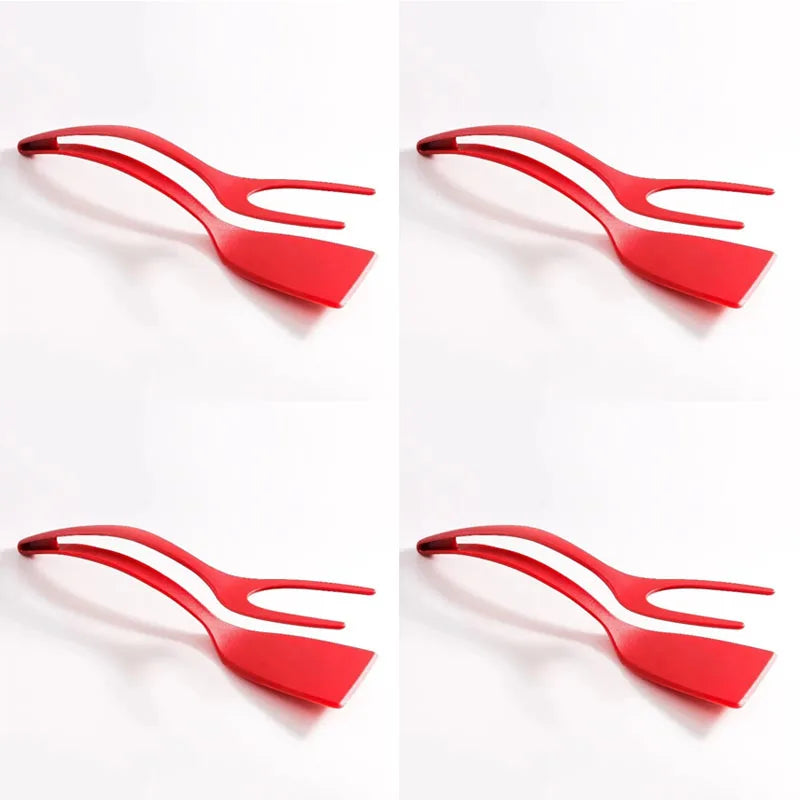 4 PCS Set 5 Colors  Egg Flipper Spatula Grip And Flip Spatula Tongs Silicone Egg Flipper Tool Fish French Toast Tongs Non-Stick Cooking Accessories Kitchenware Tools