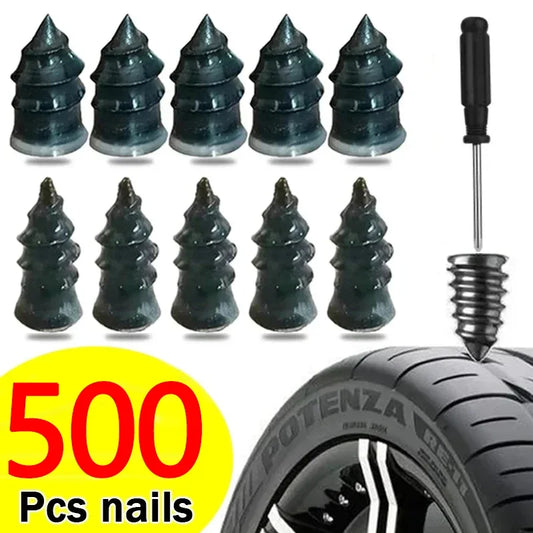 100-500PCS Tire Puncture Repair Nails for Car Motorcycle Scooter Bike Vacuum Tyre Repairing Rubber Metal Nail Set Car Tire Accessories