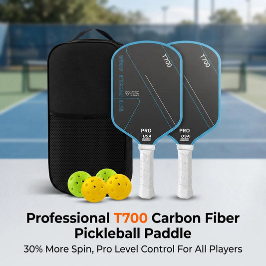 NEW Professional Set Multi-Colors T700 Pickleball Racket Carbon Fiber Pickleball Paddle 16MM EPP Hollow Tube Core Pickle Ball Paddle Thermoformed Rackets + Balls Kit Outdoor Sports Supplies
