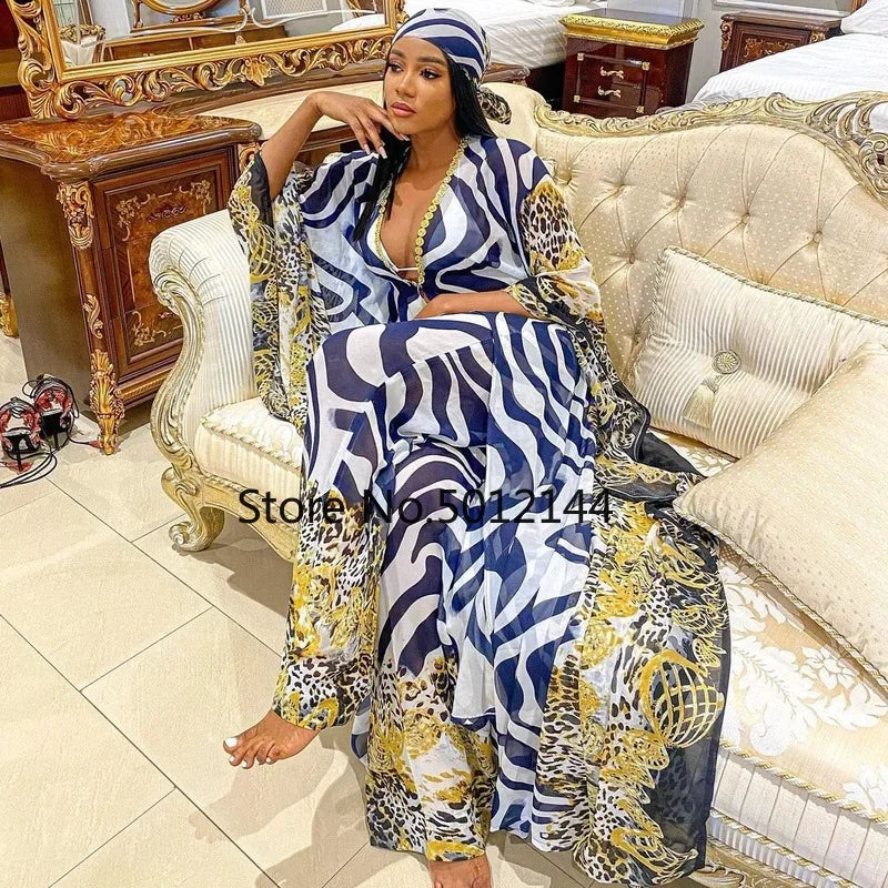 NEW Arrivals 2PCS Set Plus Size 5 Colors/Patterns Spring Summer African Clothes For Chubby Women Dashiki 2025 Fashion Long Dress Sets Pants Suits Outfits Party Dresses