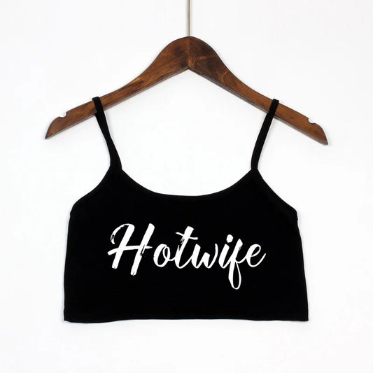 NEW Arrivals 4 Colors Women's Sexy Elastic Cotton Sleeveless Short *HOT WIFE* Sexy Crop Top New Fashion Summer Beach Bar Tank Top Women Streetwear Clothes