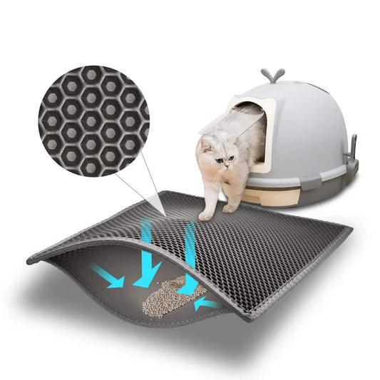 NEW Arrivals S-XL( 60X90CM) 6 Colors Cat Litter Mat Waterproof Urine Proof Kitty Litter Mat Honeycomb Double Layer Litter Box Mat Skidproof Soft EVA Cat Litter Mat Pets Hygiene Supplies