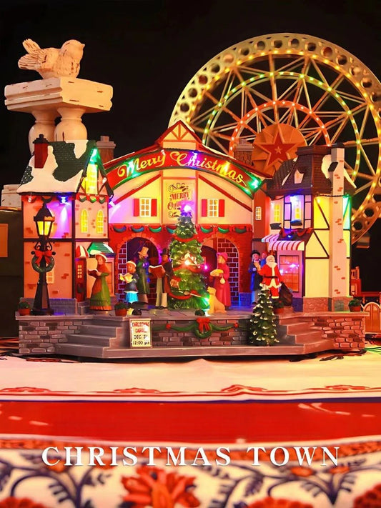 Large Christmas New Year Eve  Winter Town Music Box, Music Box Carousel, Collection of Birthday Gifts, Christmas Gifts, Ice Rink Music Box Home Decoration Supplies Products