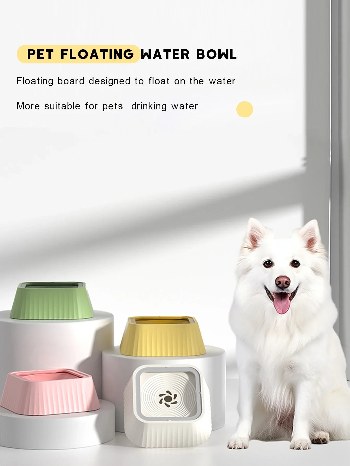 Pet Water Fountain with Floating Plates No Spill Dog Water Bowl Clean Drinking Slow Feeder Anti-Splash Pet for Dogs for Pet