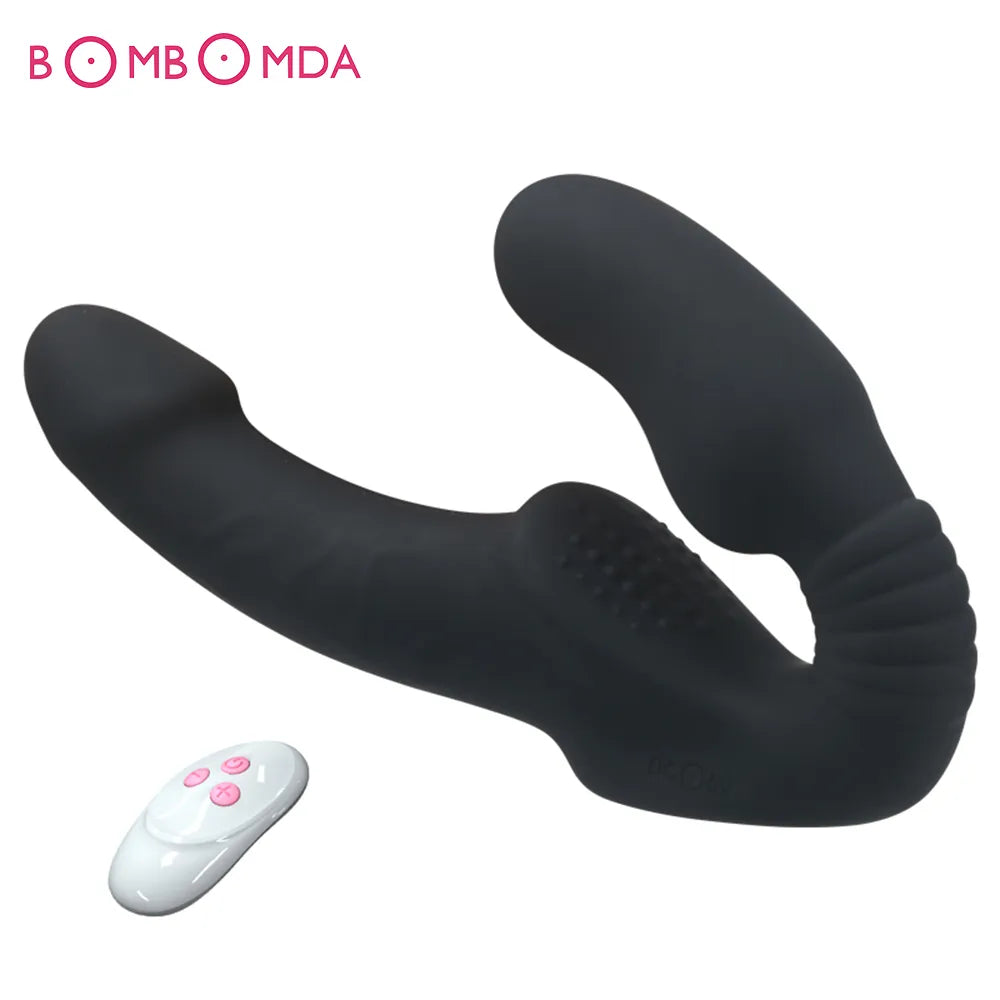 Sex Strapless Strap-on Dildo Vibrators for Women Double-heads Vibrating Penis Lesbian Erotic Toys for Adult Sex Toys for Couples