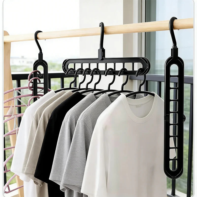5 PCS Set 9-Hole Clothes Hanger Organizer Wardrobe Space Saving Storage Hanger for Clothes Folding Magic Hangers Closet Drying Racks Home Clothing Accessories