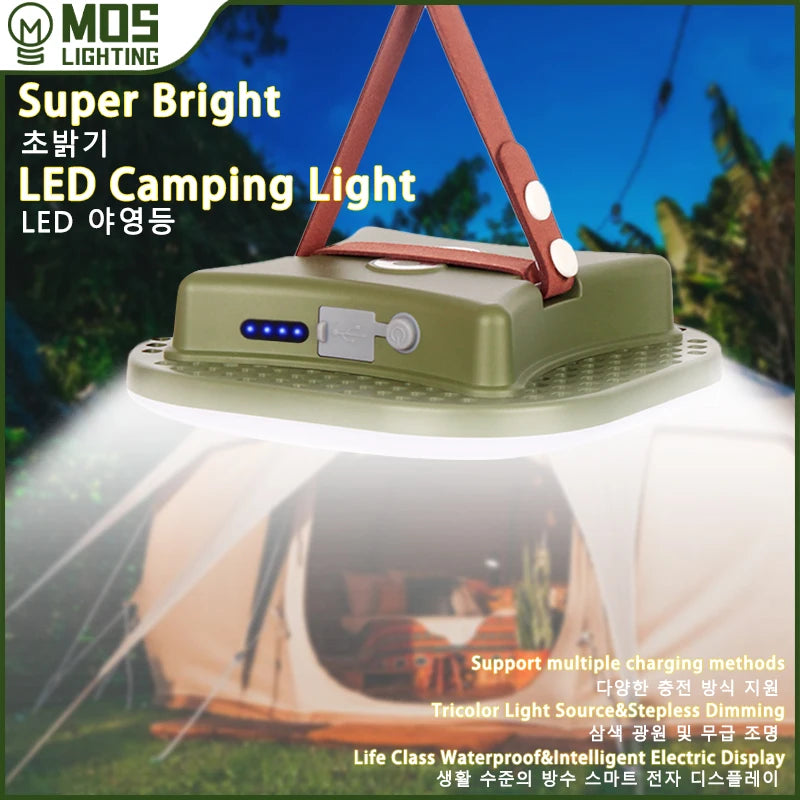 Solar Charging Tent Strong Light with Magnet Zoom Portable Torch Camping Lantern Work Maintenance Lighting 80W LED Lights