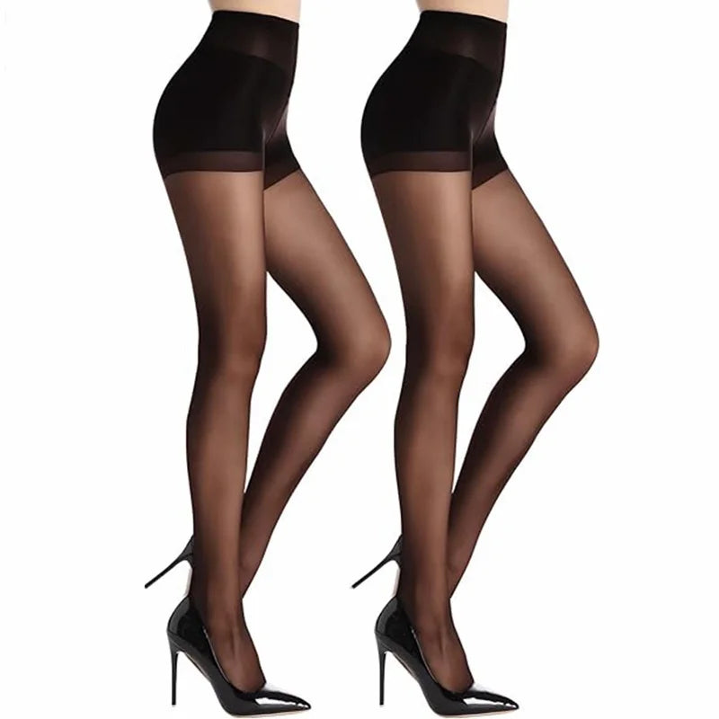 2 Pcs Set Female  High Elasticity Anti Hook Wire Stockings Women Sheer Tights with Control Top 20D Nylon Good Elastic Pantyhose