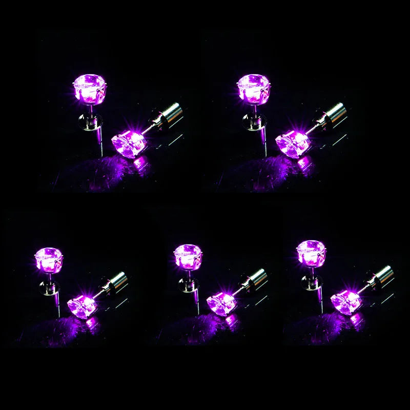 2/5 Pair LED Earring Rave Festival Party Bar Night Club Glowing Earring + Hair Ties Girl Women Ear Accessories Light Up Bling Ear Stud Gogo Dance Fashion Jewelry Accessory Sets
