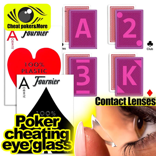 NEW Arrivals Poker Cheat Fournier-Playing Cards Marked Deck for UV Reader Texas Holden Poker Magic Board Game Invisible Marks Anti Cheating Eye Lens Glass Casino Poker Accessories