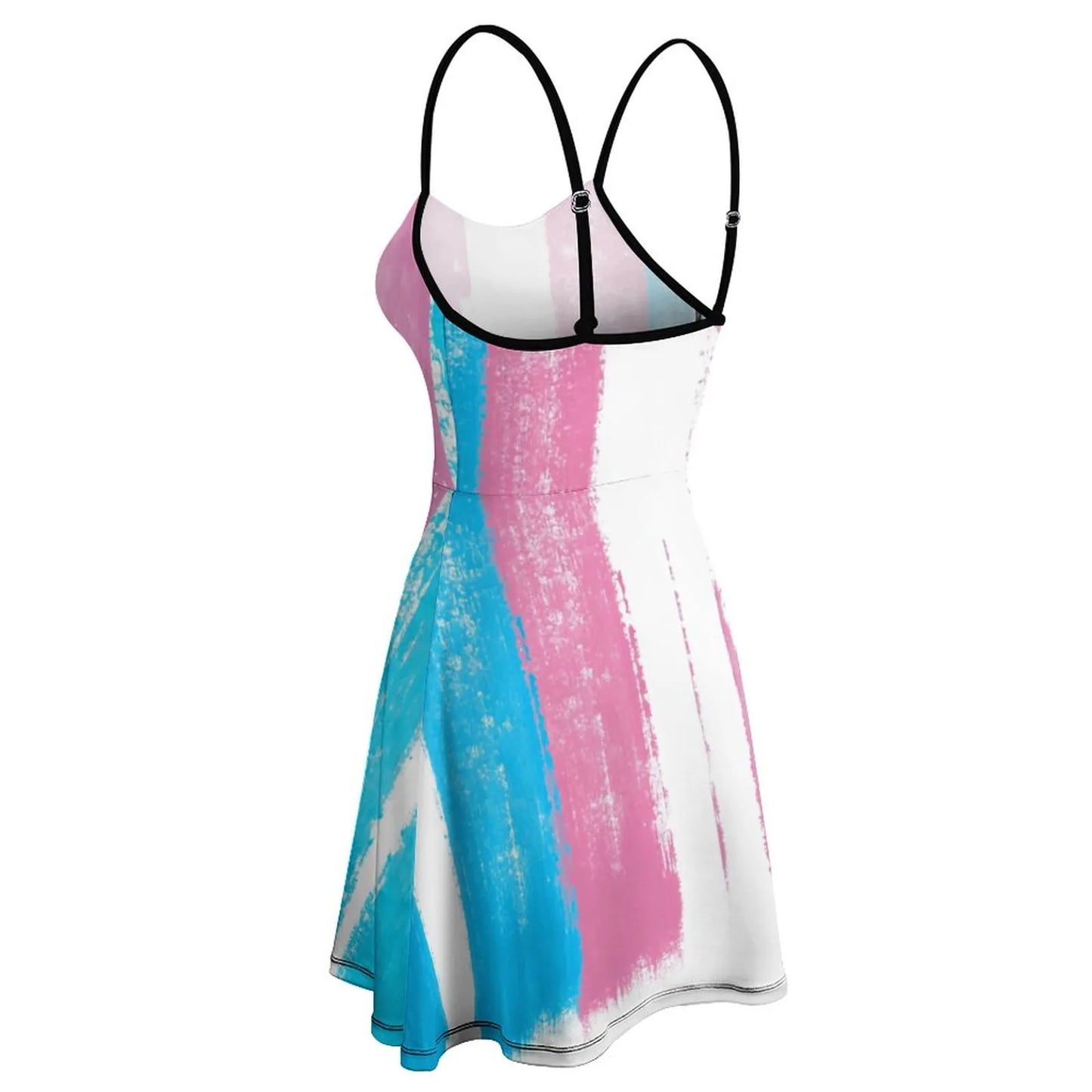 Trans Pride Flag Stripes Women's Sling Dress Graphic Exotic Woman's Clothing Graphic  Vacations Strappy Dress