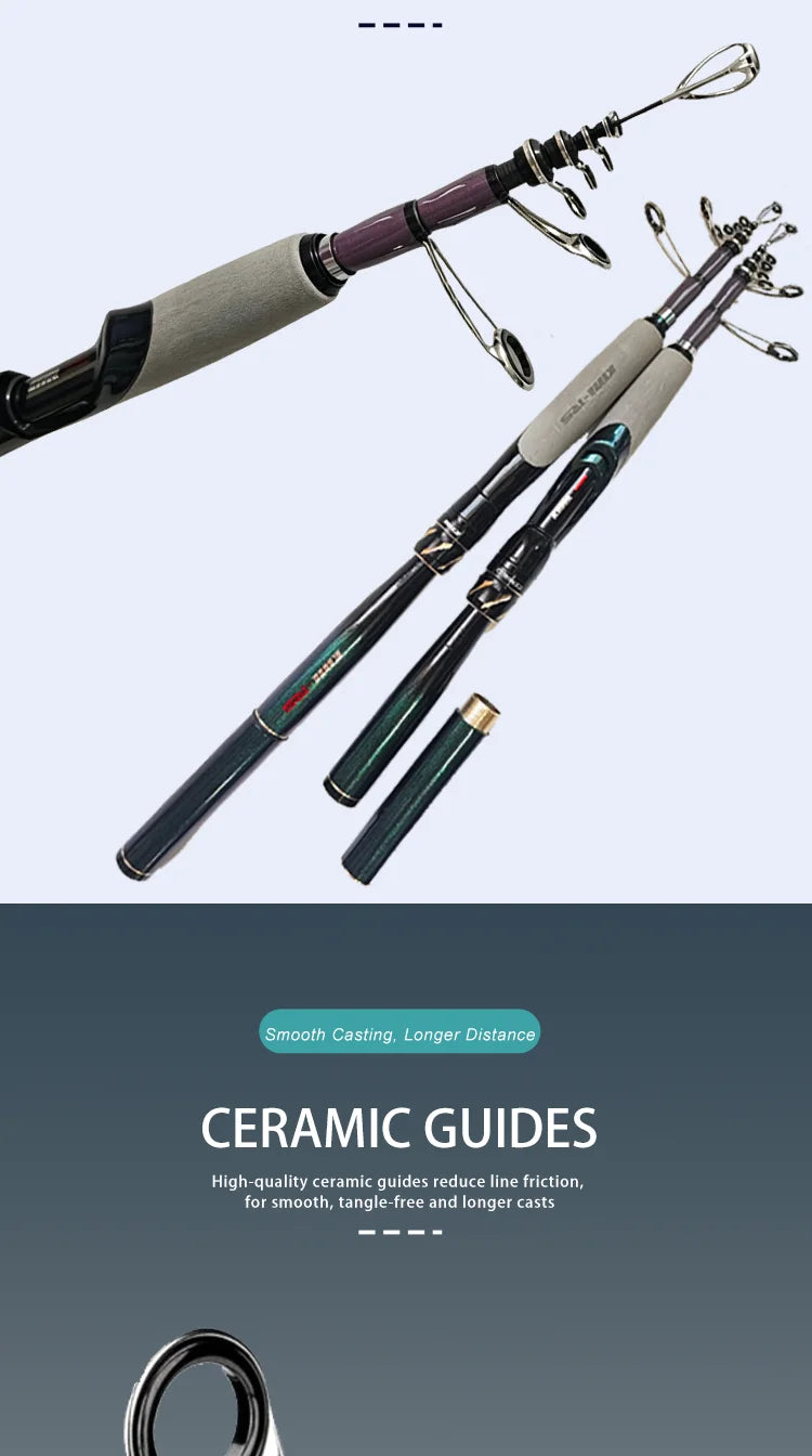 2.10M Travel Portable Telescopic Carbon Fiber Lure Rod 1.8m/2.1m Spinning Optional Ultra Light Carbon Long Cast River Lakes Sea Boat Fishing Accessories