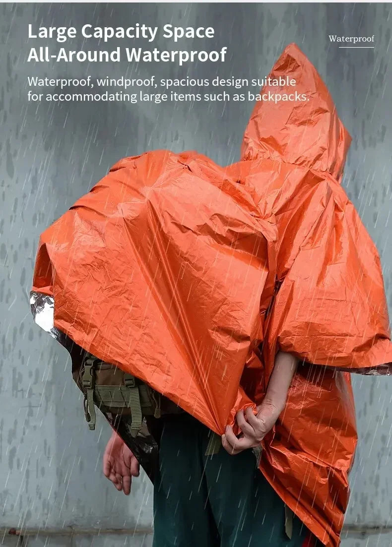 NEW Emergency Raincoat Poncho Waterproof Rainwear Blanket Survival Camping Equipment Cold Insulation Rainwear Camping Equipment