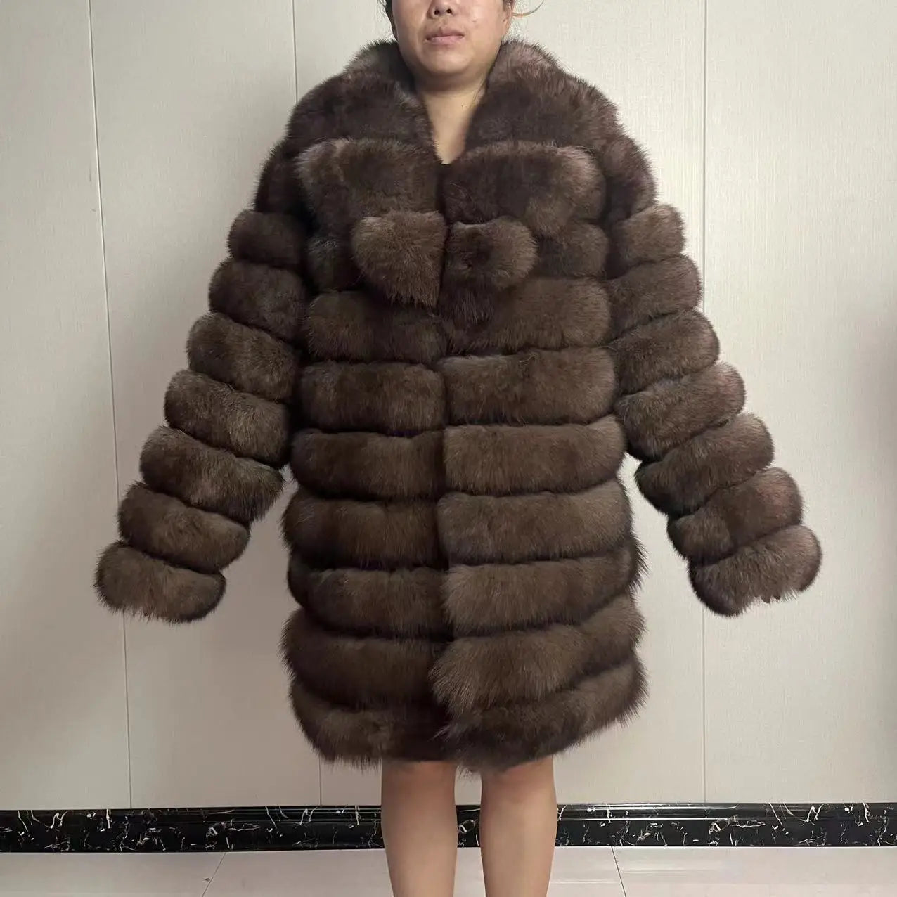 NEW Arrivals UK Extra Large Size 3 Colors Ladies Suit Collar Winter Real  Fox Fur Coat Thick Warm  Sable Women's Light Brown Long Jacket The Real Fox Fur Coat for Women