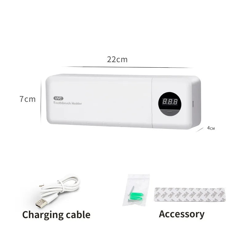 3 PCS Set Electric Toothbrush Sterilizer UV Toothbrush Sterilizer USB Charging Wall Mounted Bathroom Toothbrush Holder Digital Display