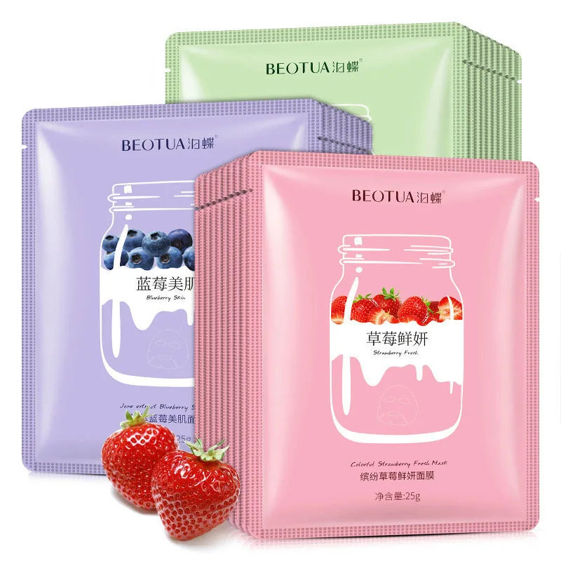 NEW Arrivals 15PCS Korean Set BIOAQUA Fresh Fruit Face Mask Anti Wrinkle Hyaluronic Acid Hydrating Skincare Sheet Masks Women Facial Mask Skin Care Korean Cosmetic Products