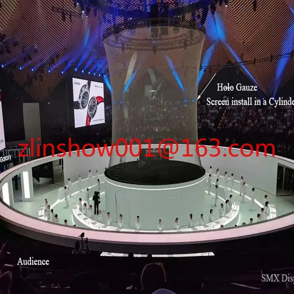 NEW Large Stage 3x5 Meter Holographic Mesh Screen Film Projection 3D Hologram Projector System Front and Rear Projection Outdoor Mesh Advertising Festival Restaurants Hotel Screen Electronic Products