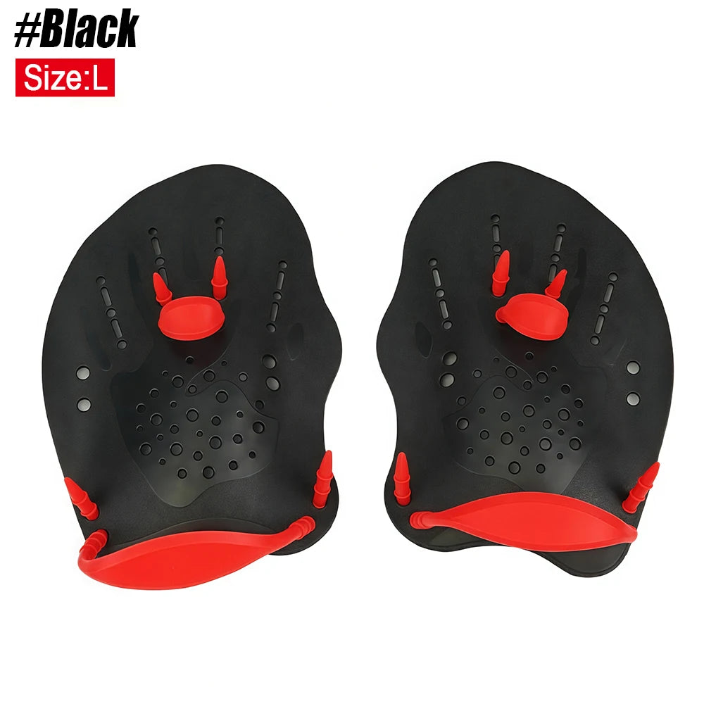 Adults and Kids S-L Size 1Pair Power Swim Silicone Hand Paddles for Lap Swimming - Adjustable Straps - Lap Swimming Gears - Hand Paddles Beach Water Pool Swimming Accessories Bathing Supplies