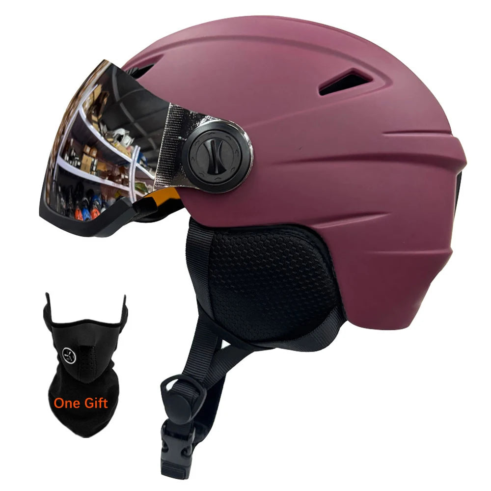Professional Skiing Helmet with Goggles Integrally-Molded PC+EPS High-Quality Ski Helmet Outdoor Adult Sport Ski Snowboard Skateboard Helmets Winter Sport Accessories