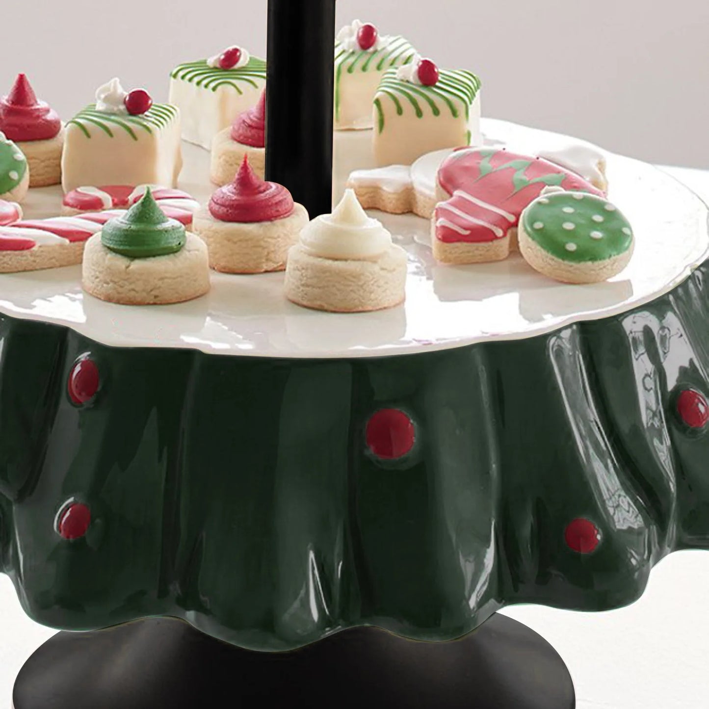 Christmas Tree Dessert Table Fruit Plate Double Layer Cake Stand Holiday Party Candy Plate Snack Tray