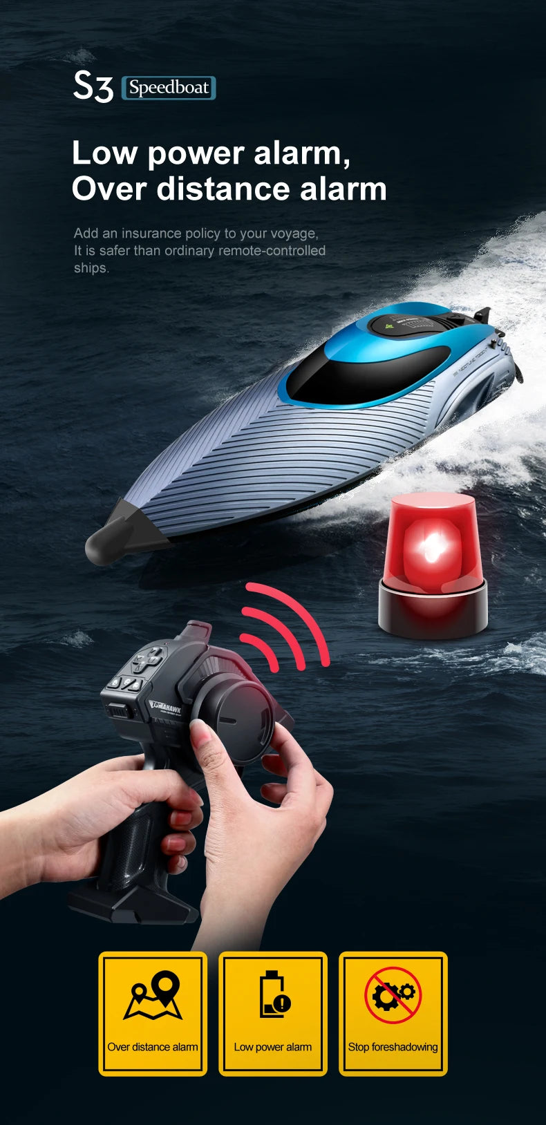 S3 Remote Control Boat High-Horsepower Water Large High-Speed Speedboat Charging Motor Adults Children Ship Model Toy Gifts Water Sport Games