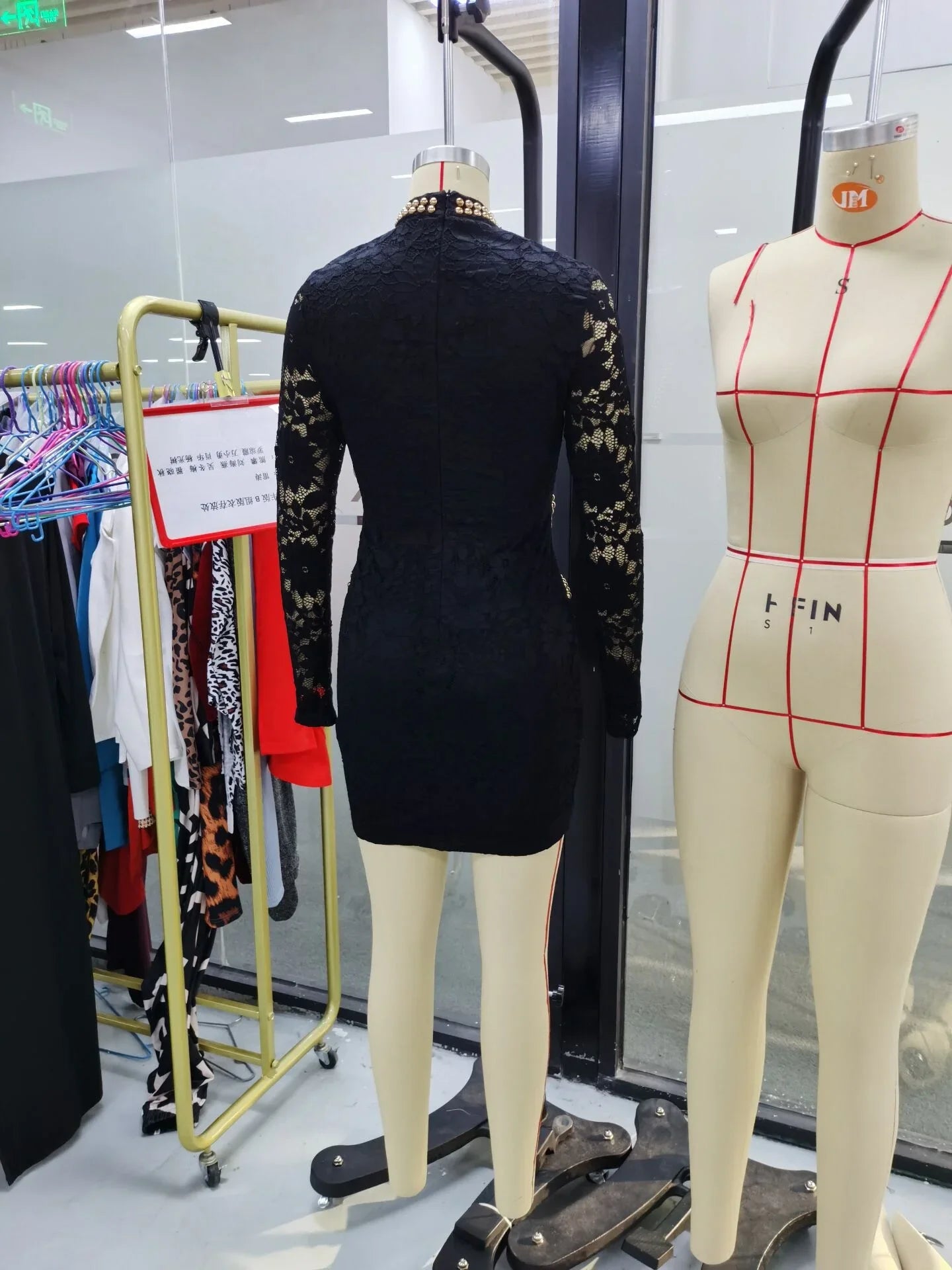 NEW Arrivals Women's Sexy Dress Spring Summer Evening Beach Nightclub Party Latest V-Shaped Collar Hot Diamond Mesh Lace Splicing Mini Dress Long Sleeve Girls Ladies Sexy Fashion Apparel Products