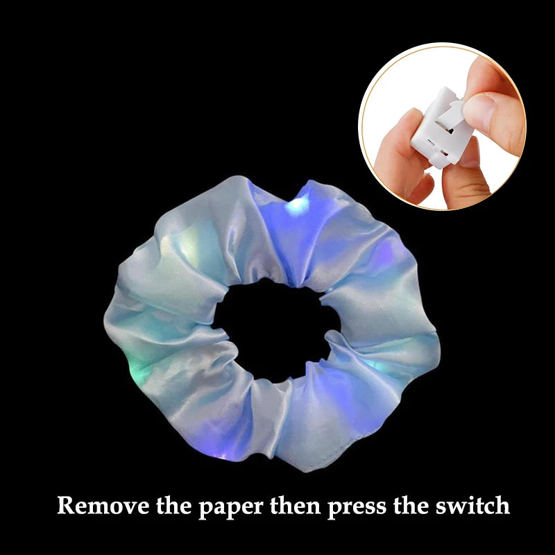 1/10/20 PCS Set LED Luminous Earrings Scrunchies Glowing Hairband Girl Light Up Hair Scrunchy Rave Festival Party Night Clubwear Headwear Supplies Hair Accessories