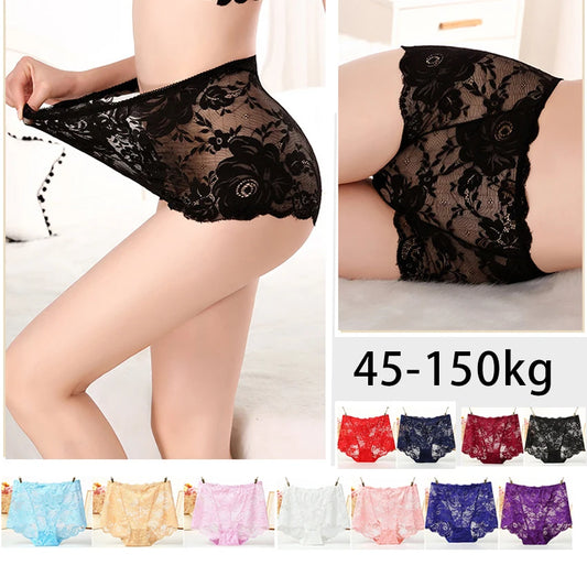 3pcs Set L-4XL Sexy Lace Panties Boxers  Women's Underpants Solid Color Large Size High Waist Briefs Breathable Lift Buttocks Female Underwear Supplies Ladies Sexy Lingerie Fashion Clothing Sets Products