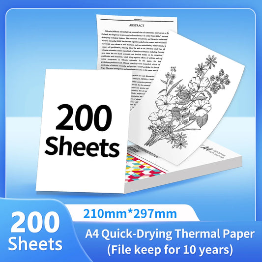 NEW Arrivals 4 Rolls 200 Sheets Set Original PHOMEMO A4 Paper Thermal Paper Fold Continuous Printing Paper Suitable for Phomemo M08F A4 Printer Long Time Storage