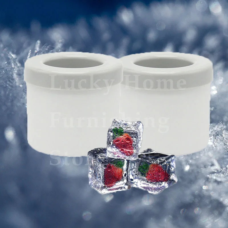 2 PCS Set Ice Bucket & Maker, Round Silicone Mold with Quick Freeze Tray, Food Safe Ice Cube Container for Party & Household Home Drinkware Accessories Barware Supplies.