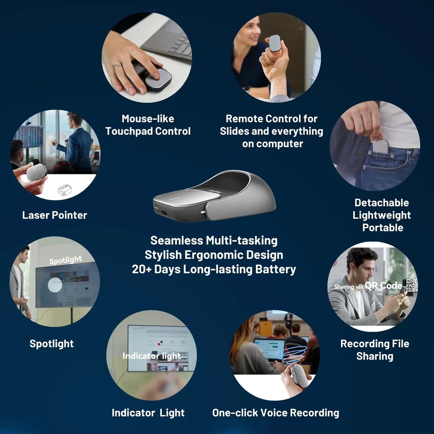 Ai Version Chat-GPT  2 Detachable Wireless Bluetooth Air Mouse Wireless Touchpad All-in-one Pocket AI Recording Chat-GPT Enabled Mouse Customized Gaming Mouse Electronic Supplies
