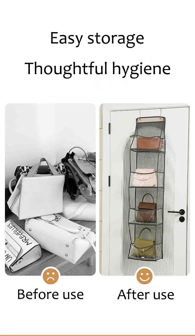 NEW Arrivals 2 PCS Set 4+6 Layers Storage Hanging Bag Door Mounted Storage Bag Wall Mounted Dormitory Non-Woven Fabric Visible Transparent Multi-Layer Storage Set