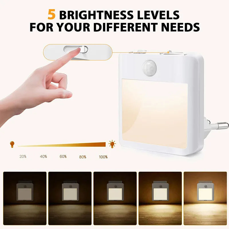2-Pack EU US UK AU Plug Light LED Night Light PIR Motion Sensor 1W 100-240V Plug Corridor Asile Wall Light Stair Night Light
