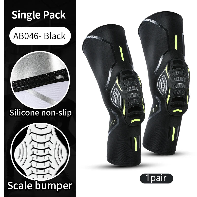 2 PCS Set Blue/Black/White/Red Color Breathable Absorb Sweat Outdoor Running Cycling Tennis Basketball Knee Pad Honeycomb Shockproof Long Leg Sleeves Knee Brace Football Sports Knee Guard