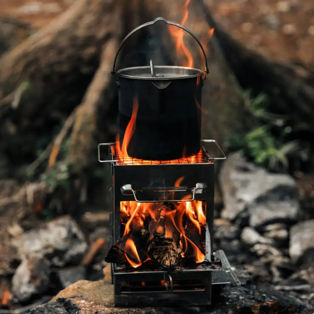 NEW Arrivals Wood Burning Folding Camp Stove Stainless Steel Grid Lightweight Collapsible Outdoor Cooking Stove for Outdoor  Camping BBQ