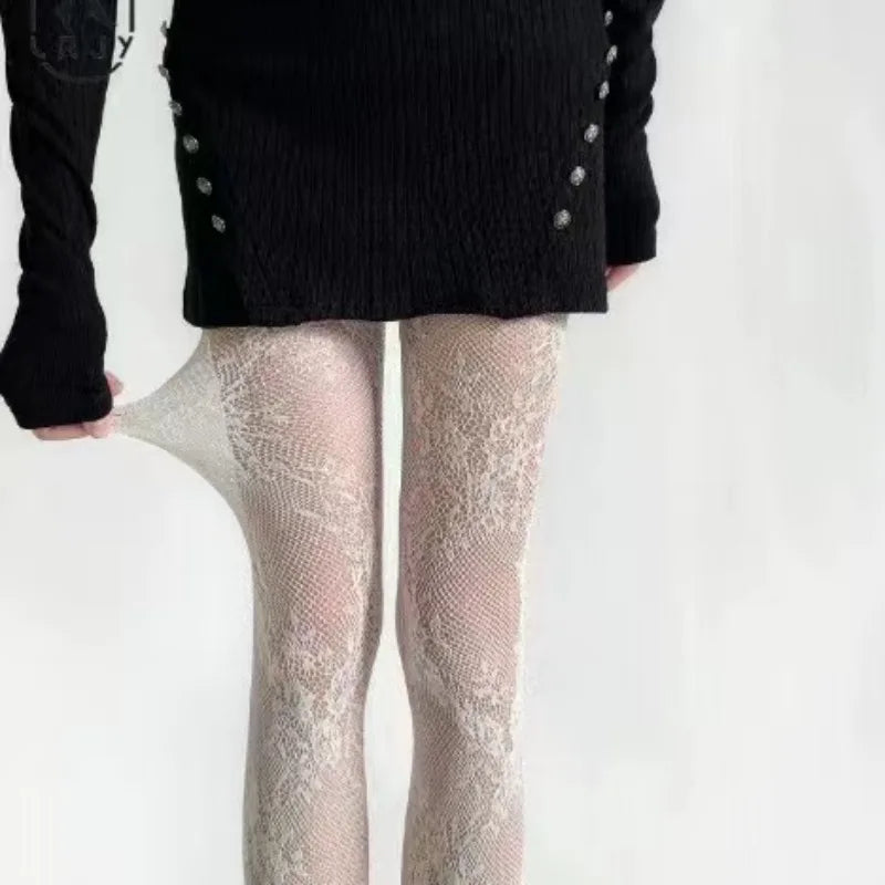 New Arrivals 4 Colors Tights Women Sexy Lace Floral Thigh High Stockings Pantyhose Lingerie Hosiery Mesh Fishnet Stockings Women Tights Sexy Stockings